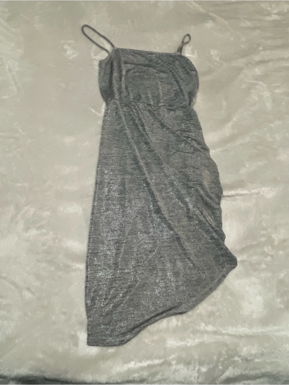Reformation Slate Gray Asymmetric Slip Dress
